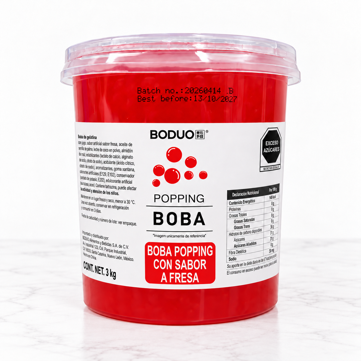 PERLAS EXPLOSIVAS POPPING BOBA SABOR FRESA 3 KG